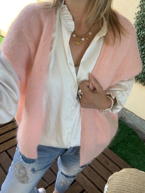 Gilet sans manches rose baby 