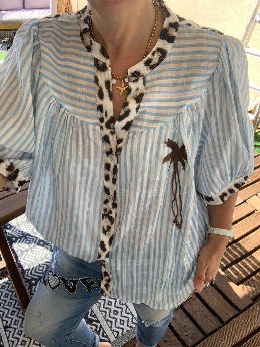 Chemise Léo Palm marron
