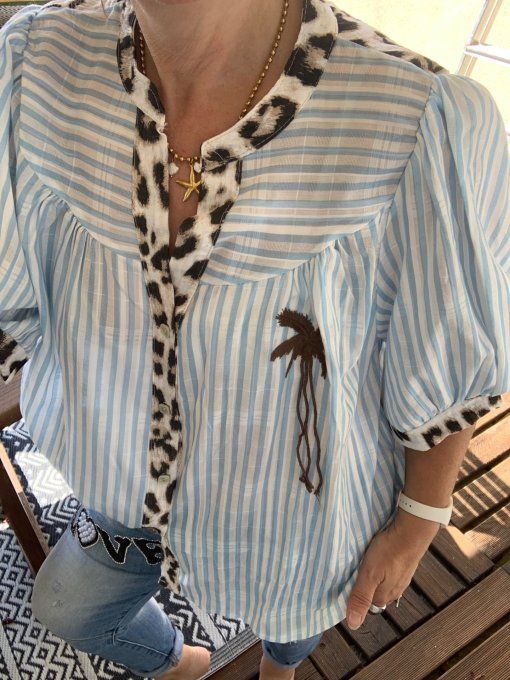 Chemise Léo Palm marron