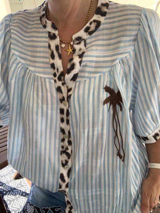 Chemise Léo Palm marron