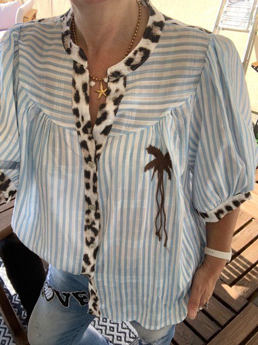 Chemise Léo Palm marron